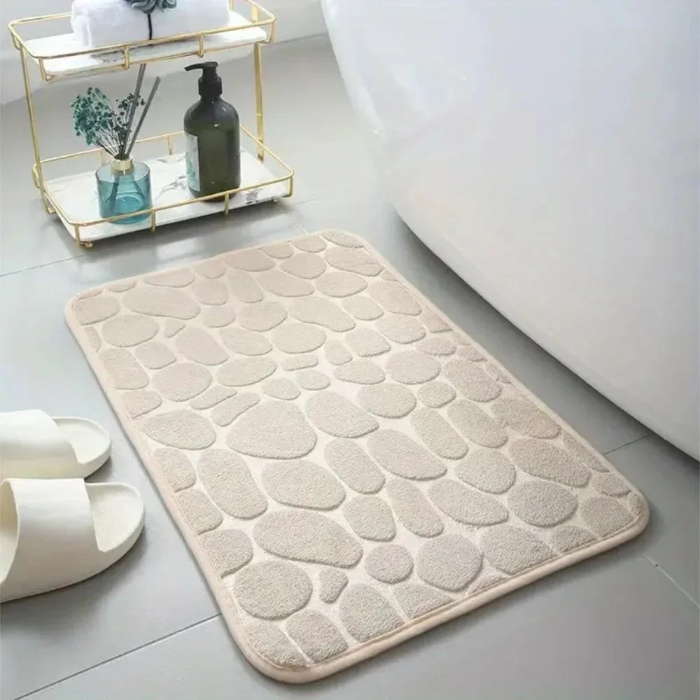 Memory Foam Cobblestone Embossed Bath Rug Mat